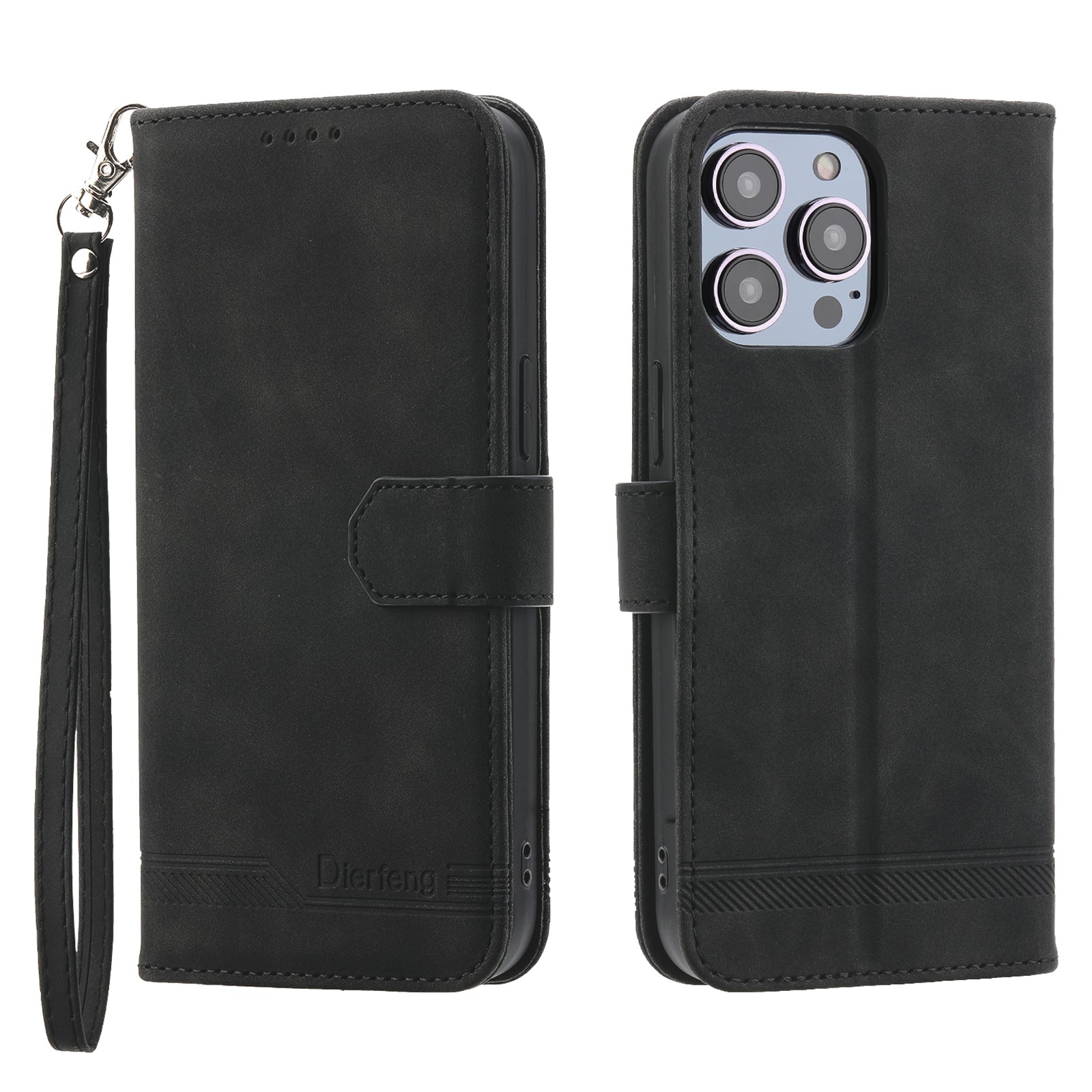 DIERFENG DF-03 Leather Phone Case for iPhone 12 Pro Max 6.7 inch Lines Imprinted Phone Shell Flip Wallet Cover Stand DIERFENG DF-03 Leather Phone Case for iPhone 12 Pro Max 6.7 inch Lines Imprinted Phone Shell Flip Wallet Cover Stand
